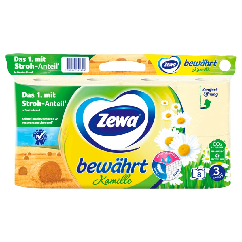 Zewa Bewährt Toilettenpapier Kamille 3-lagig 8x150 Blatt